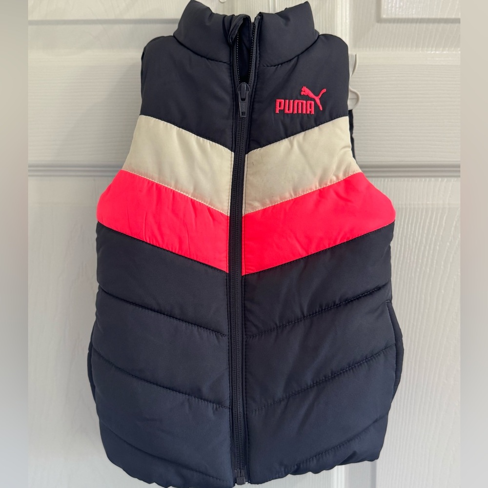 Puma Charcoal and Rose Puffer Vest 2T